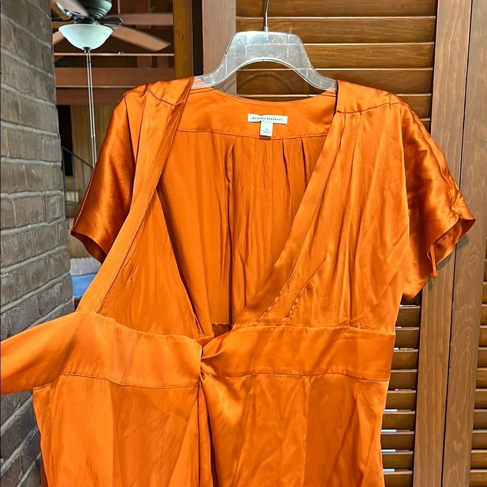 Banana Republic Silk Elegant Orange Wrap Dress - Picture 7 of 12